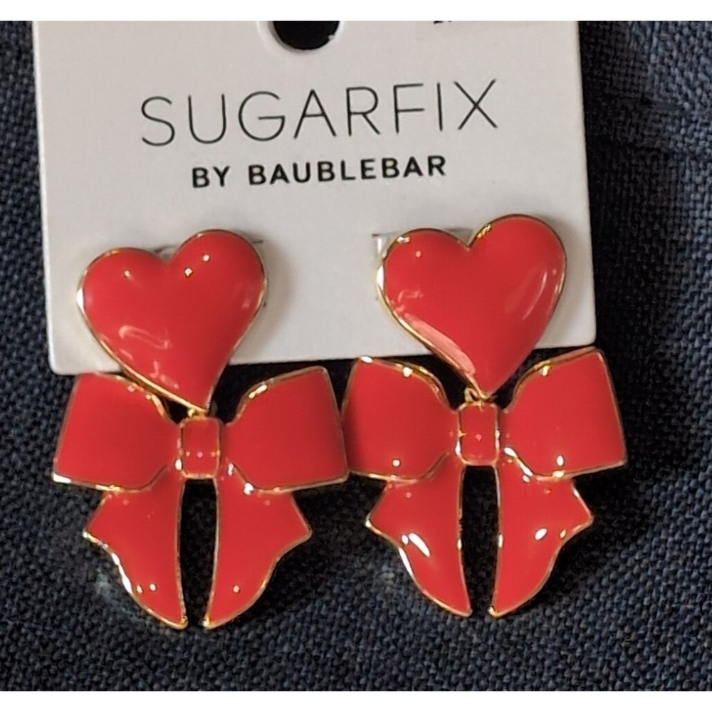 SUGARFIX by BaubleBar Red heart and bow Earrings